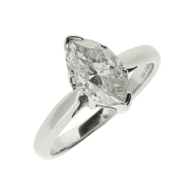Ladies 18ct White Gold Marquise Diamond Engagement Ring - 1.00ct