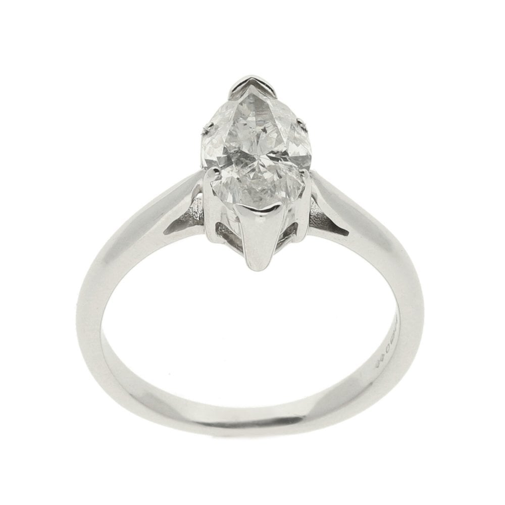 Ladies 18ct White Gold Marquise Diamond Engagement Ring - 1.00ct