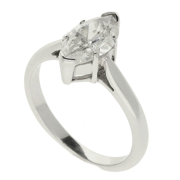 Ladies 18ct White Gold Marquise Diamond Engagement Ring - 1.00ct
