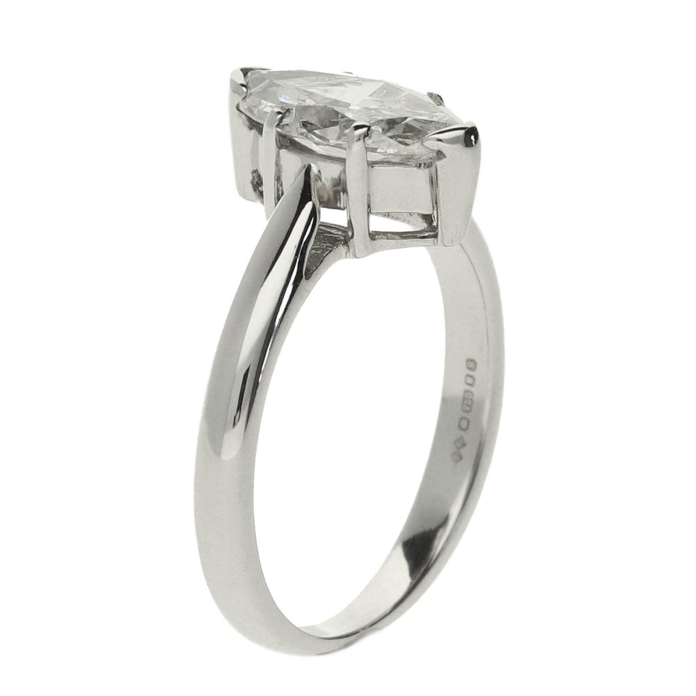 Ladies 18ct White Gold Marquise Diamond Engagement Ring - 1.00ct