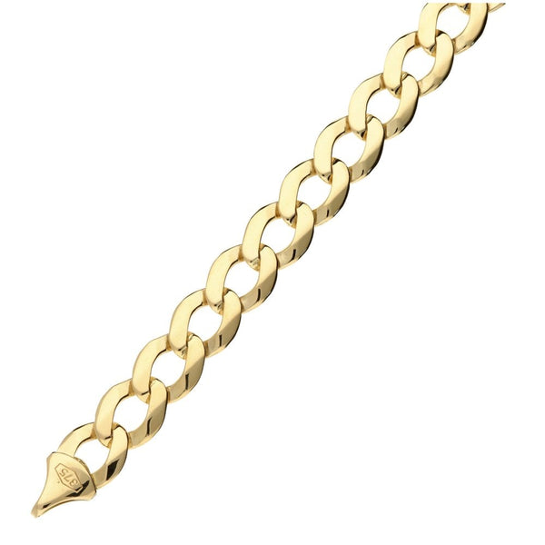 Mens 9ct Yellow Gold Curb Bracelet - 9" - 18.9g