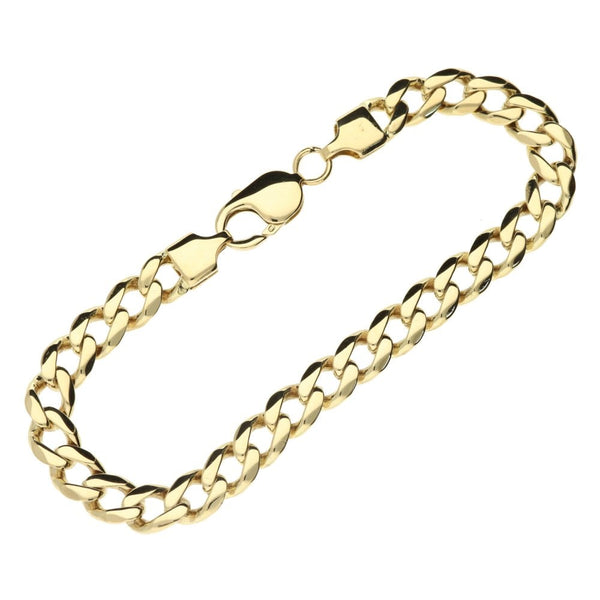 Mens 9ct Yellow Gold Curb Bracelet - 9" - 29.0g