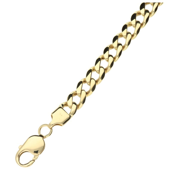 Mens 9ct Yellow Gold Curb Bracelet - 9" - 29.0g