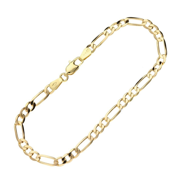 Ladies 9ct Rose Gold Figaro Bracelet - 7"