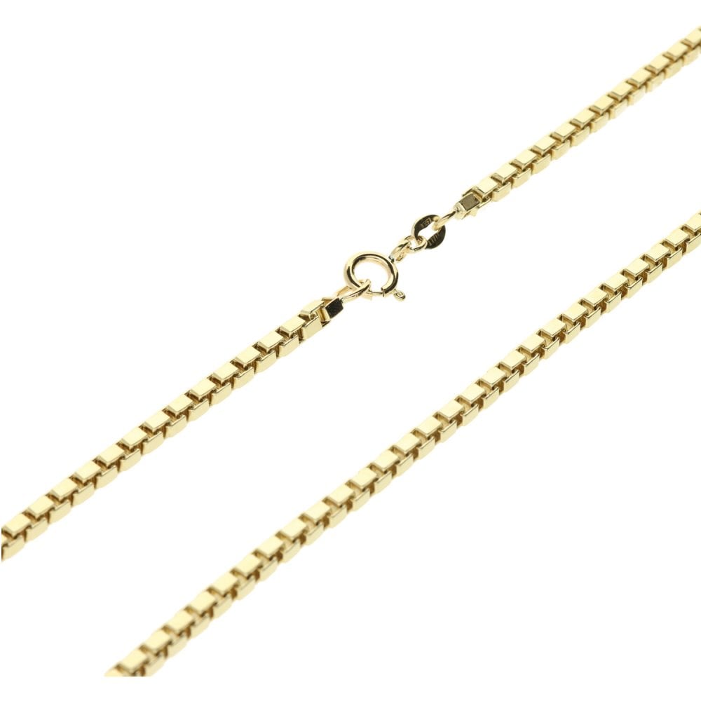 Ladies 9ct Yellow Gold Box Link Chain - 18" - 25.8g