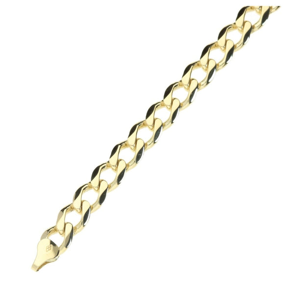 Mens 9ct Yellow Gold Curb Bracelet - 8" - 17.8g