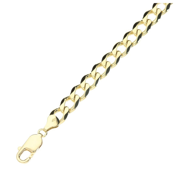 Mens 9ct Yellow Gold Curb Bracelet - 8" - 17.8g