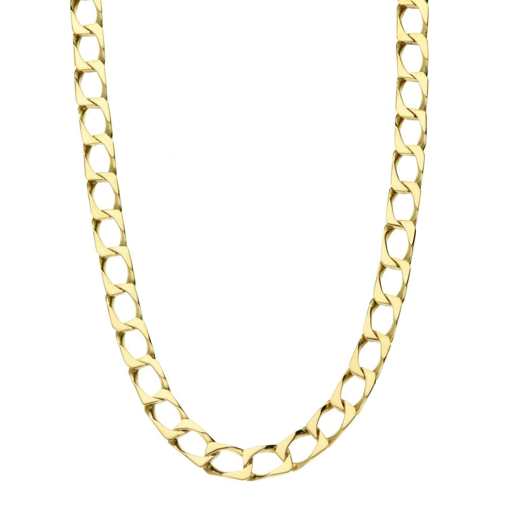 Mens 9ct Yellow Gold Curb Chain - 18" - 15.5g