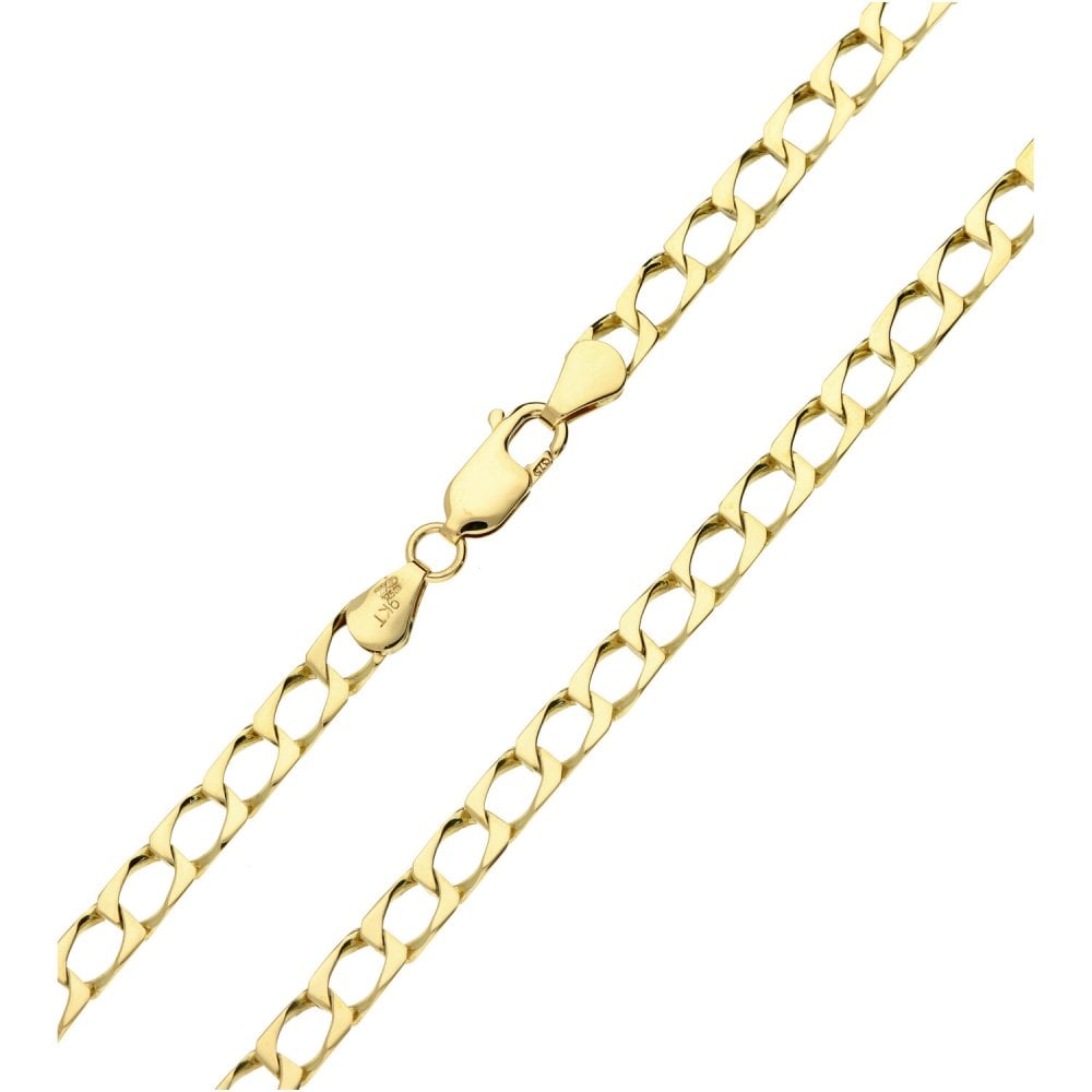 Mens 9ct Yellow Gold Curb Chain - 18" - 15.5g