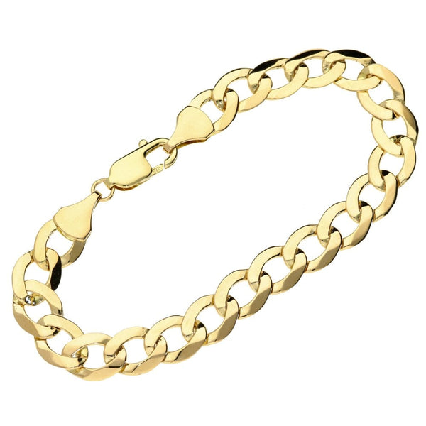 Mens 9ct Yellow Gold Curb Bracelet - 8" - 15.3g