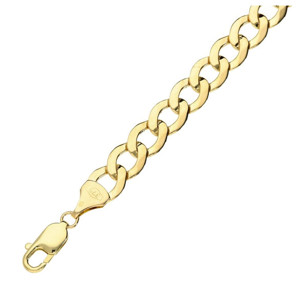 Mens 9ct Yellow Gold Curb Bracelet - 8" - 15.3g