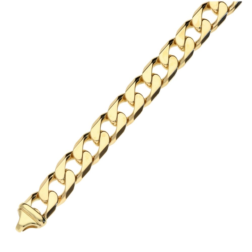 Mens 9ct Yellow Gold Curb Bracelet - 8.5" - 35.7g