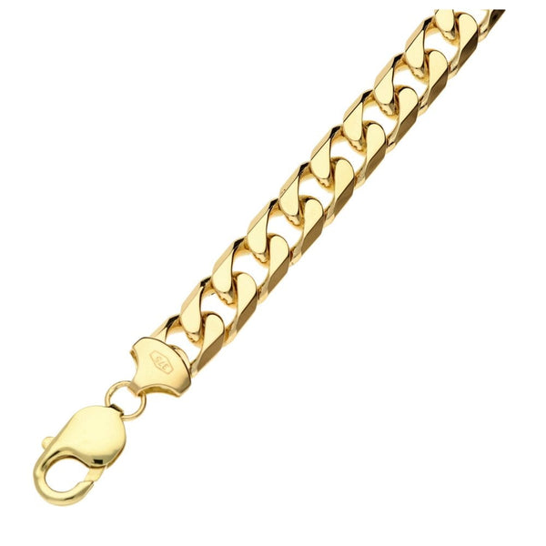Mens 9ct Yellow Gold Curb Bracelet - 8" - 39.1g