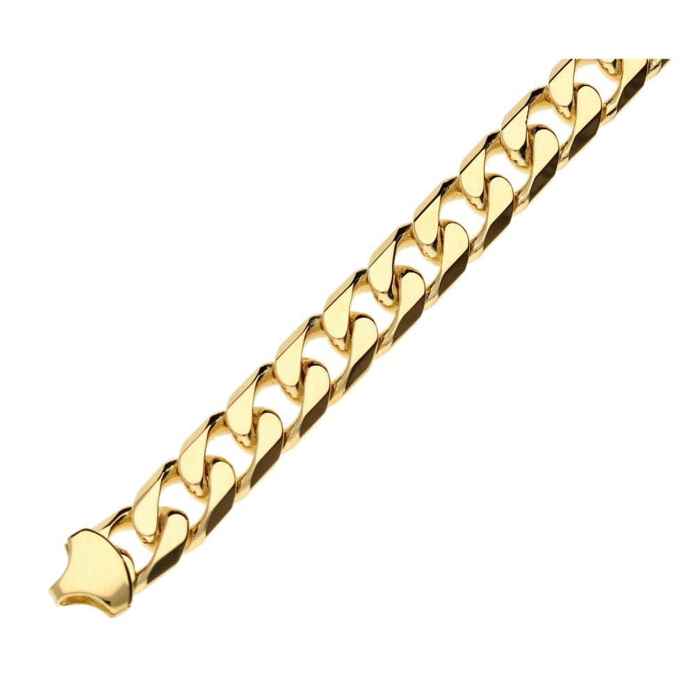 Mens 9ct Yellow Gold Curb Bracelet - 8" - 39.1g