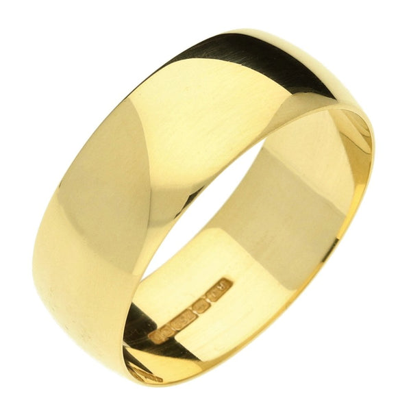 18ct Yellow Gold D-Shape Wedding Ring - 7.7g