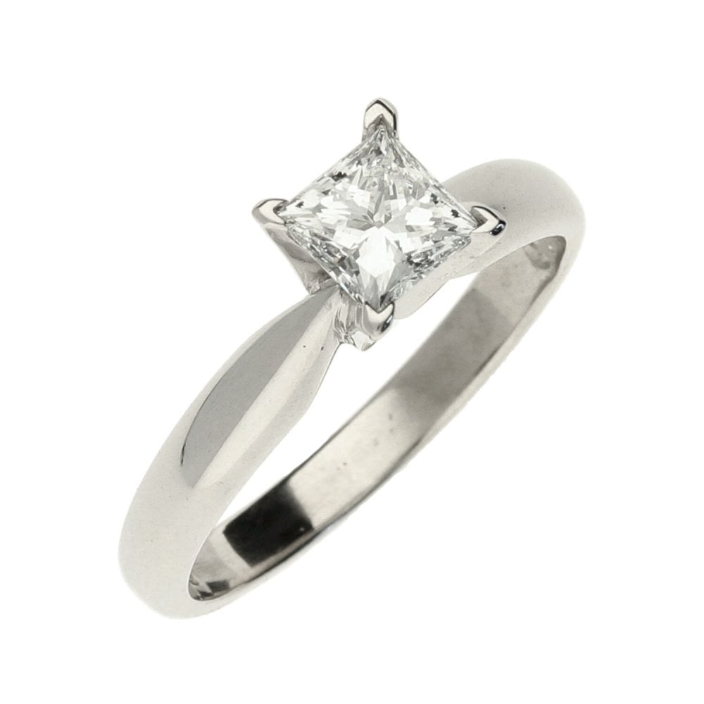 18ct White Gold Princess-Cut Diamond Solitaire Ring - 0.59ct