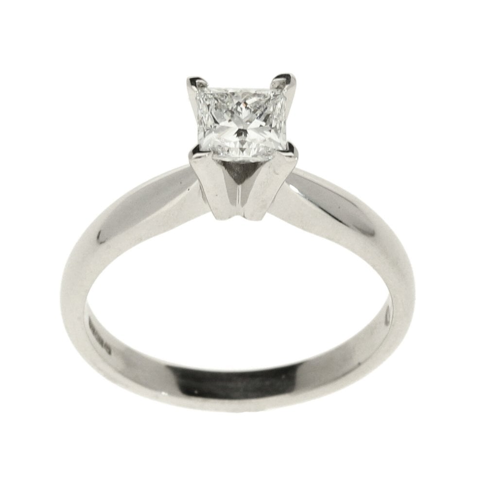 18ct White Gold Princess-Cut Diamond Solitaire Ring - 0.59ct