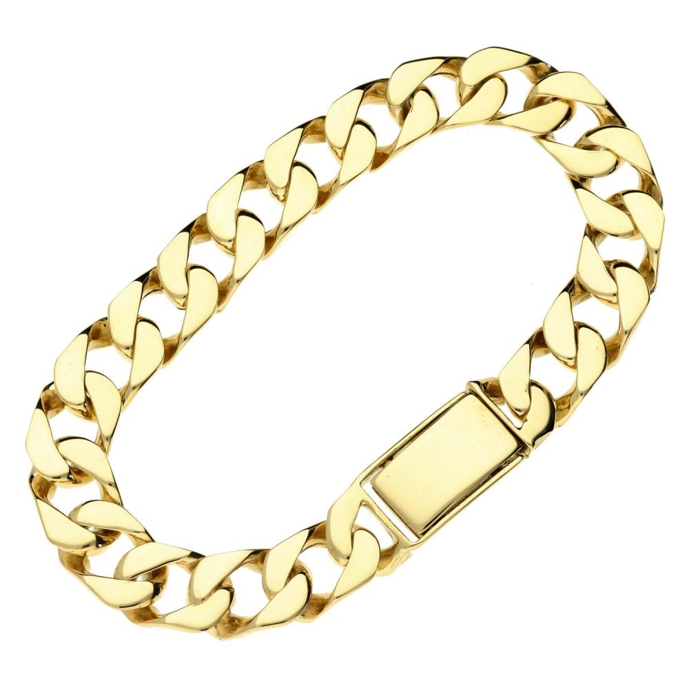 Mens 9ct Yellow Gold Curb Bracelet - 61.4g