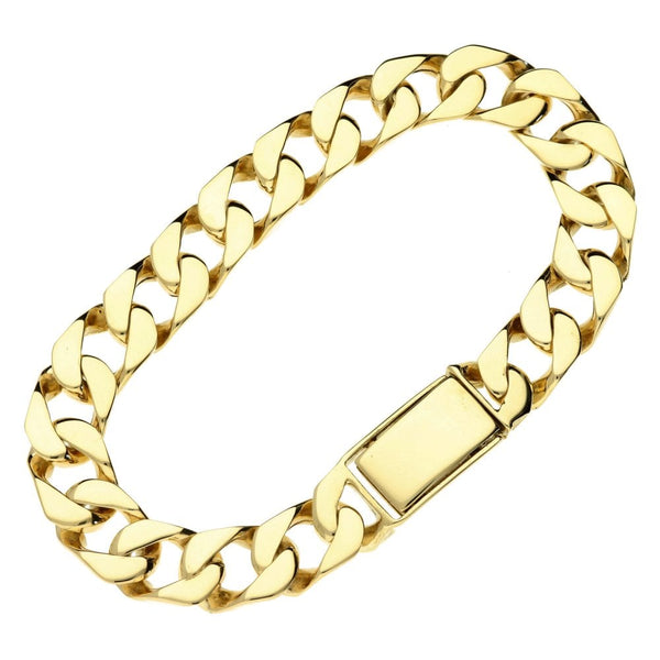 Mens 9ct Yellow Gold Curb Bracelet - 61.4g