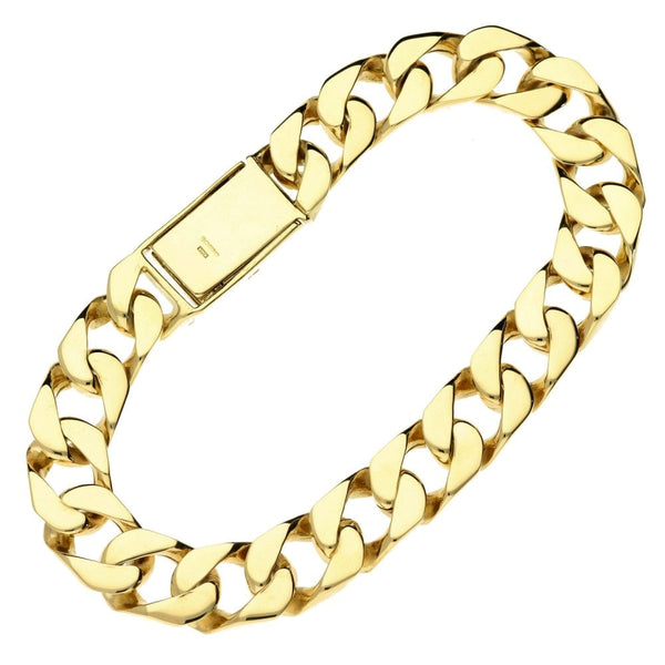 Mens 9ct Yellow Gold Curb Bracelet - 61.4g