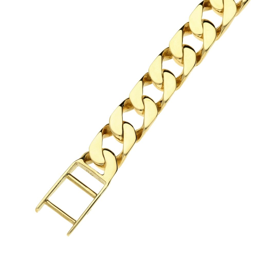 Mens 9ct Yellow Gold Curb Bracelet - 61.4g