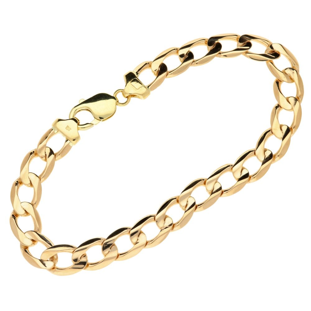 Mens 9ct Yellow Gold 9" Curb Bracelet - 23.8g
