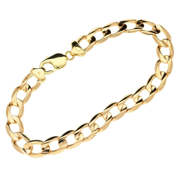 Mens 9ct Yellow Gold 9" Curb Bracelet - 23.8g