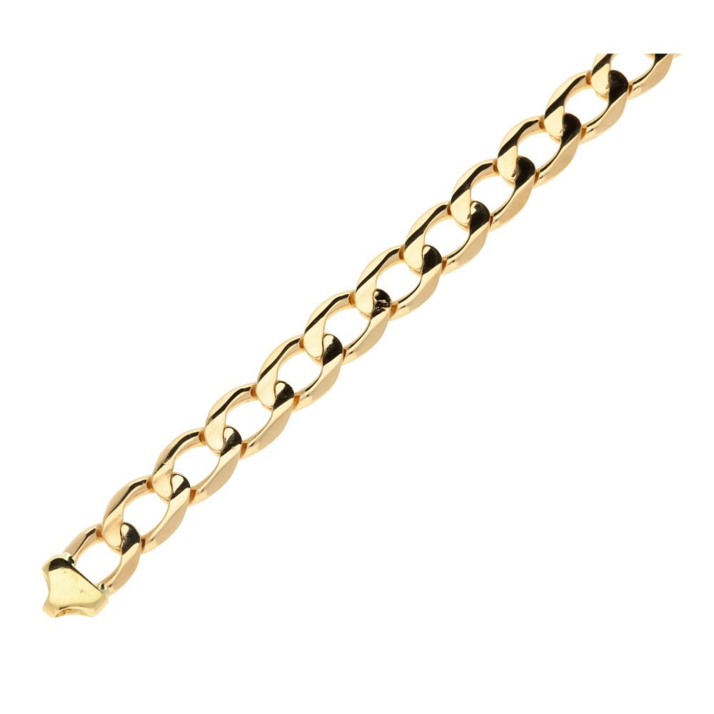 Mens 9ct Yellow Gold 9" Curb Bracelet - 23.8g