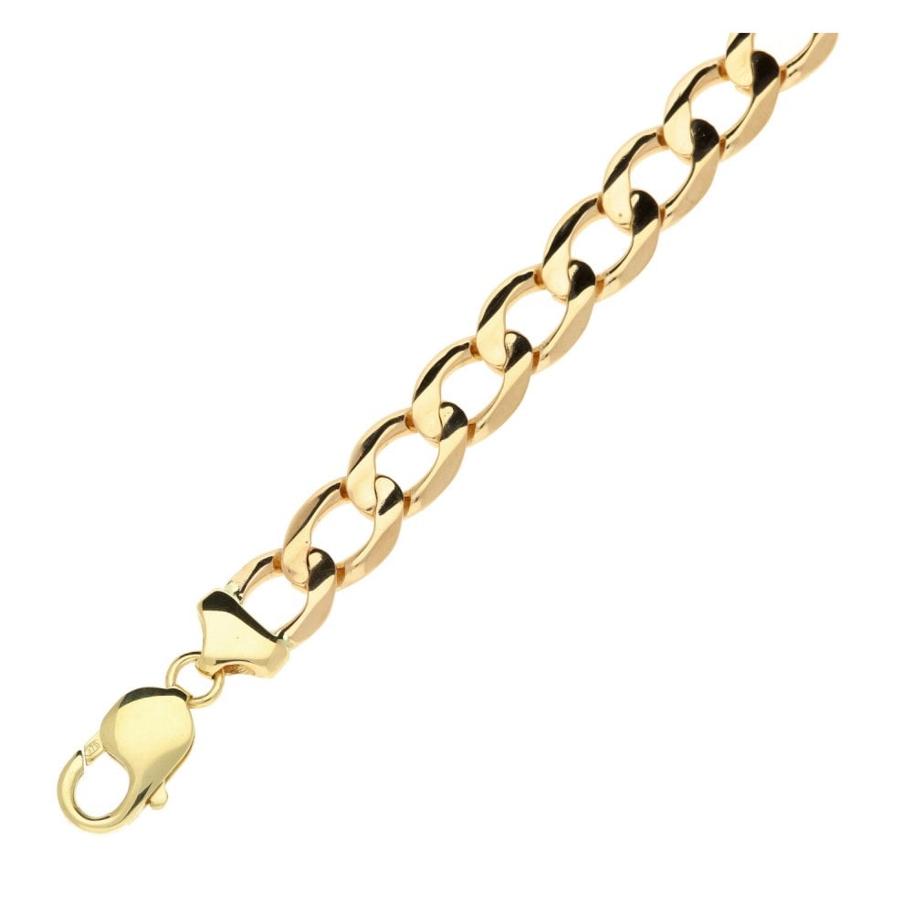 Mens 9ct Yellow Gold 9" Curb Bracelet - 23.8g
