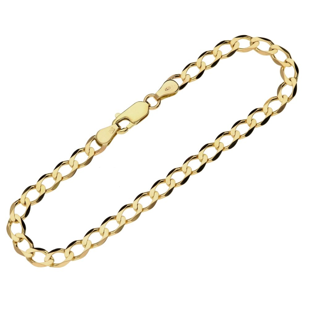 Ladies 9ct Yellow Gold 7.5" Curb Bracelet - 4.4g