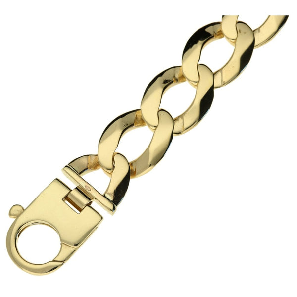 Mens 9ct Yellow Gold 9" Curb Bracelet - 91.1g