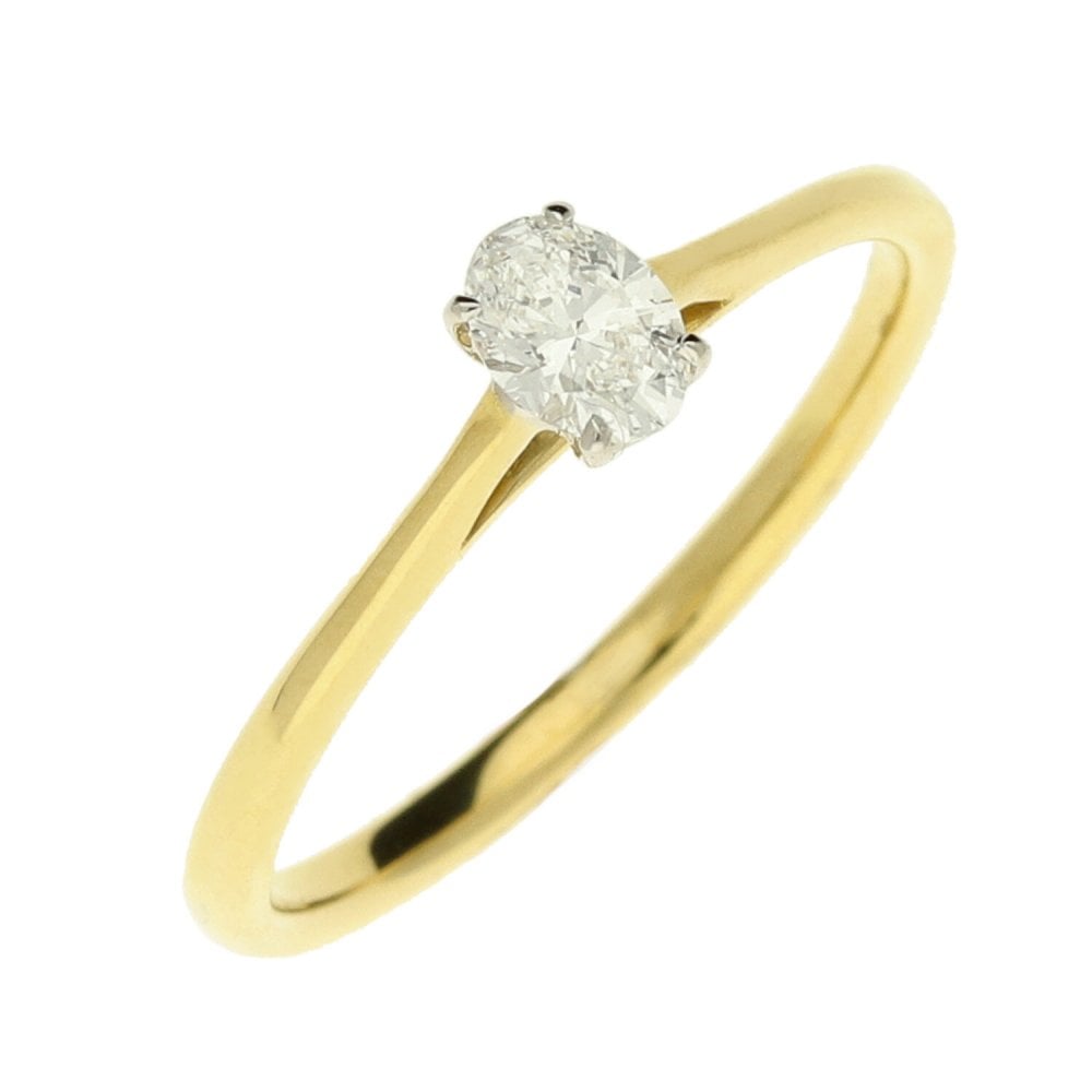 18ct Yellow Gold Certified Diamond Ring - Colour D - 0.23ct