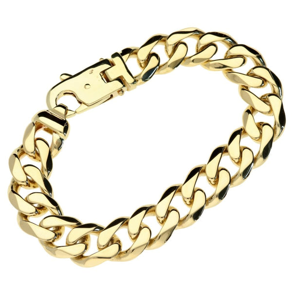 Mens 9ct Yellow Gold 9" Curb Bracelet - 74.6g