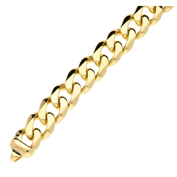 Mens 9ct Yellow Gold 9" Curb Bracelet - 74.6g