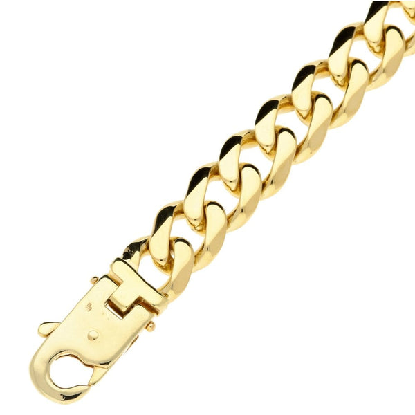 Mens 9ct Yellow Gold 9" Curb Bracelet - 74.6g