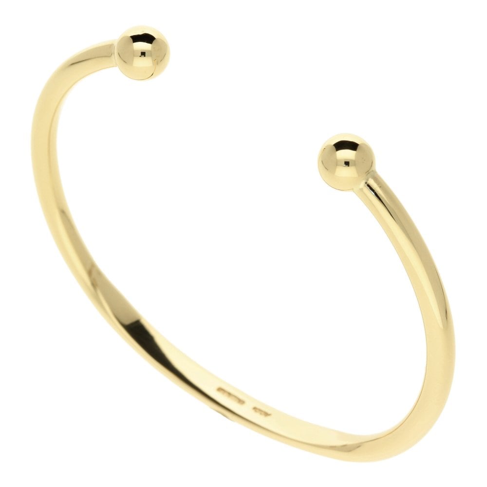 Mens 9ct Yellow Gold Solid Torque Bangle - 23.4g