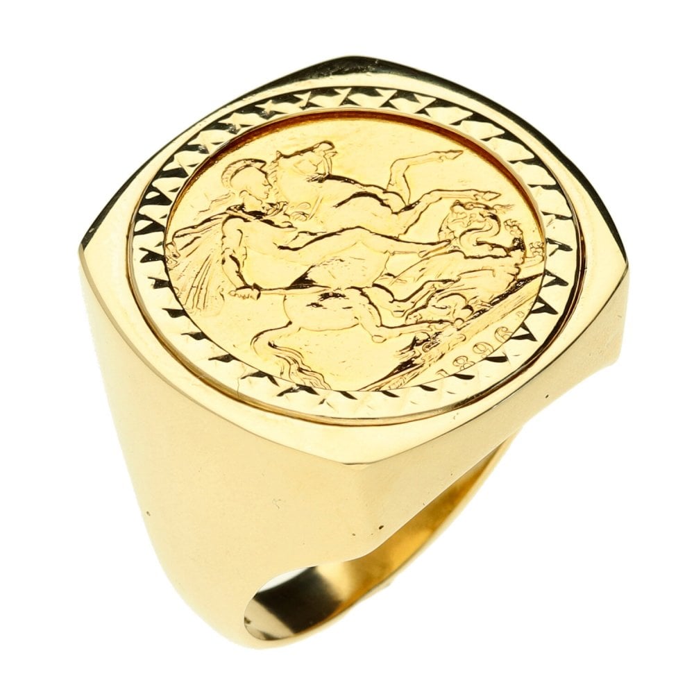 Yellow Gold Mounted 1896 Full Sovereign Ring - 19.6g
