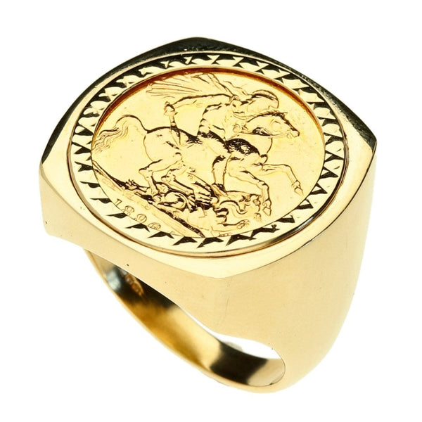 Yellow Gold Mounted 1896 Full Sovereign Ring - 19.6g