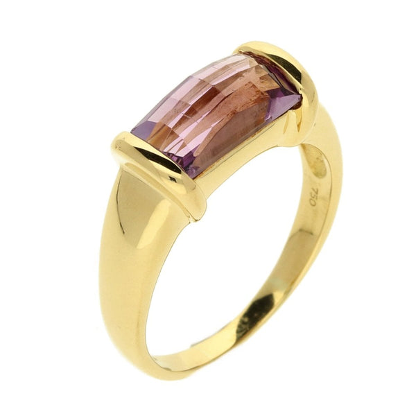 Ladies 18ct Yellow Gold Purple Amethyst Stone Ring - 5.9g