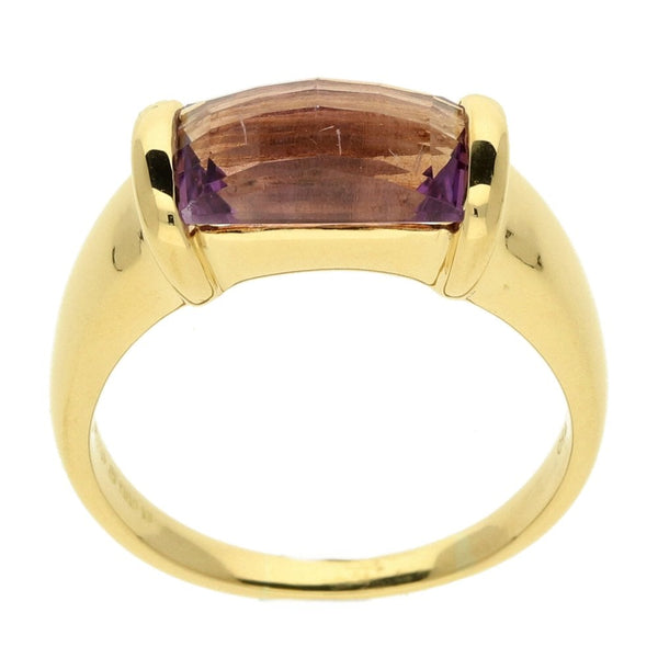 Ladies 18ct Yellow Gold Purple Amethyst Stone Ring - 5.9g