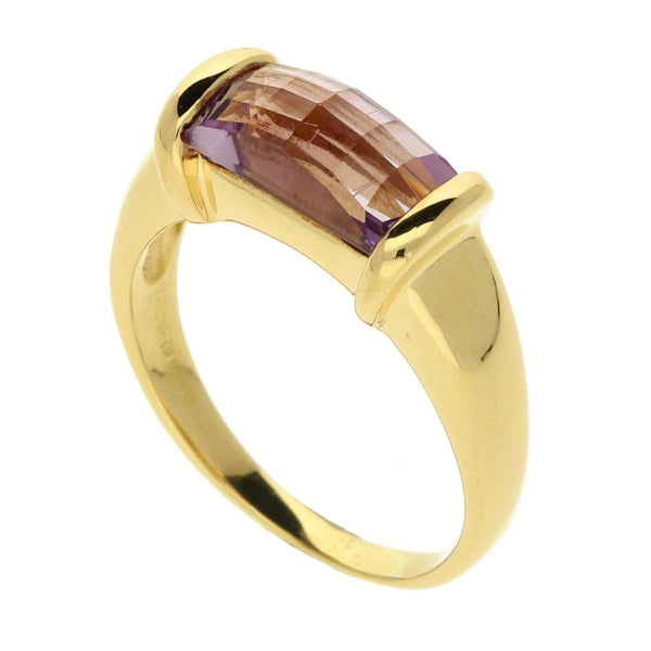 Ladies 18ct Yellow Gold Purple Amethyst Stone Ring - 5.9g