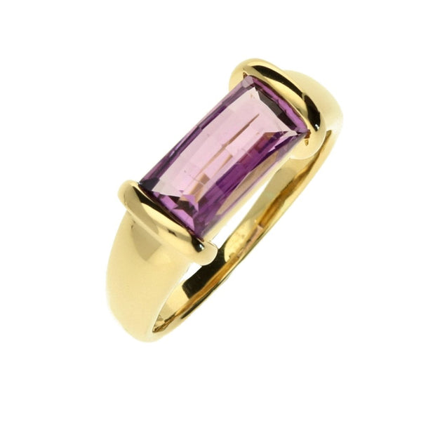Ladies 18ct Yellow Gold Purple Amethyst Stone Ring - 5.9g
