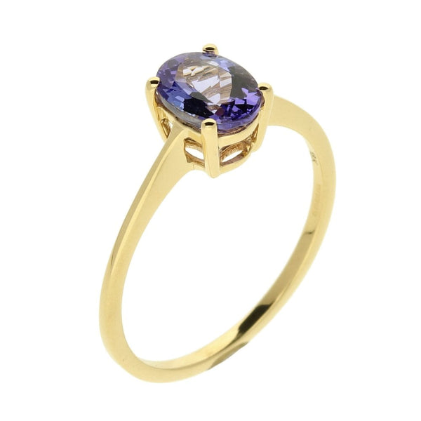 Ladies 18ct Yellow Gold Tanzanite Solitaire Ring - 2.6g