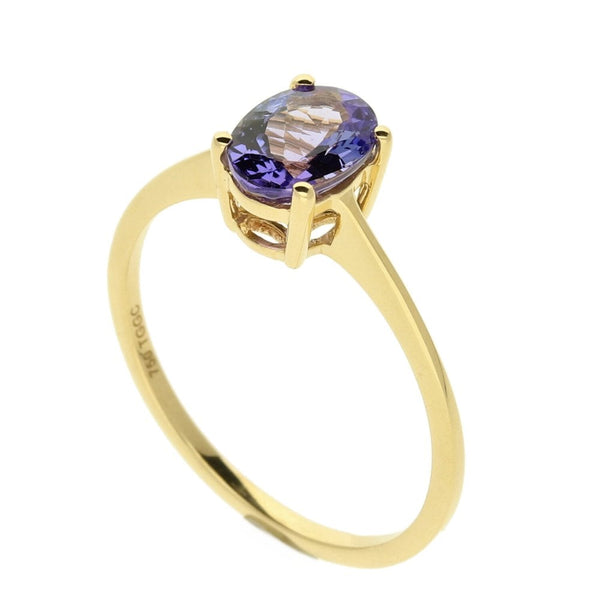 Ladies 18ct Yellow Gold Tanzanite Solitaire Ring - 2.6g