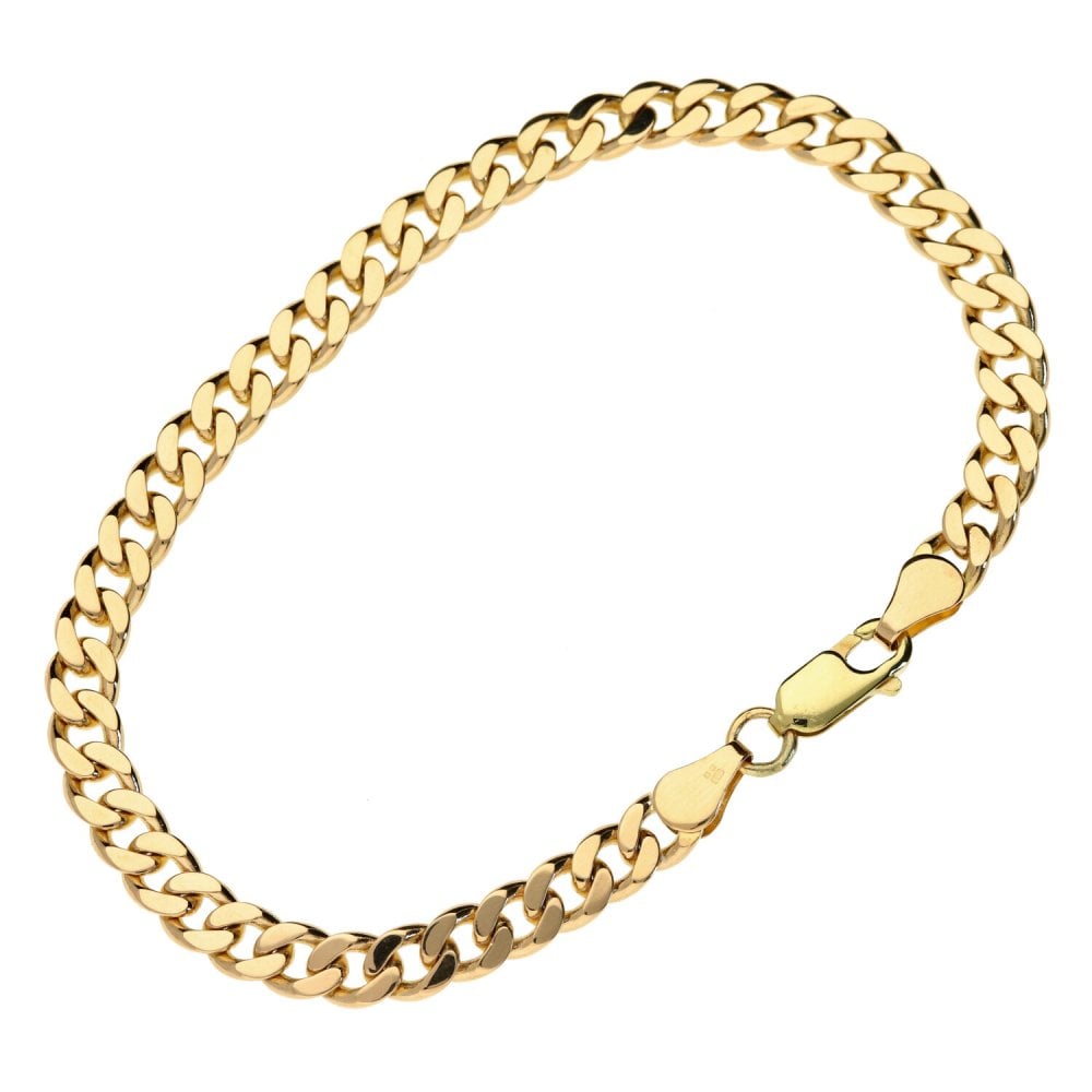 Ladies 9ct Yellow Gold Curb Bracelet - 7.5" - 10.8g
