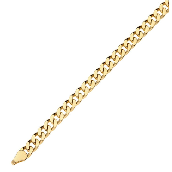 Ladies 9ct Yellow Gold Curb Bracelet - 7.5" - 10.8g
