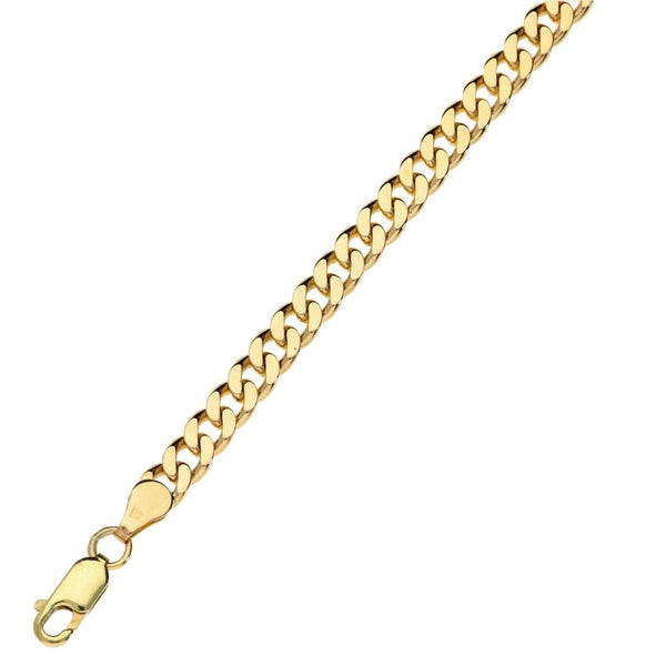 Ladies 9ct Yellow Gold Curb Bracelet - 7.5" - 10.8g