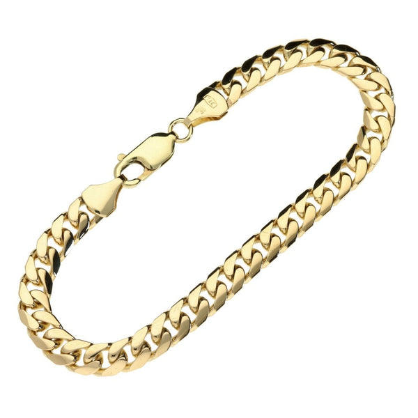 Ladies 9ct Yellow Gold Curb Bracelet - 7" - 12.3g
