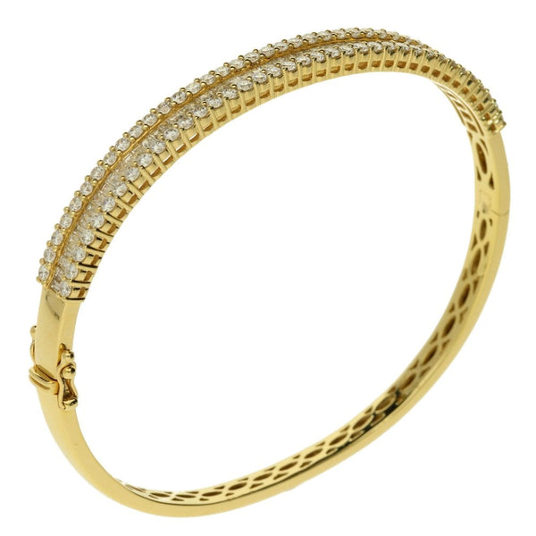18ct Yellow Gold Fancy Diamond Bangle - 3.50ct - 21.3g