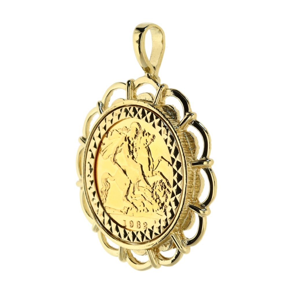 Yellow Gold 1982 Half Sovereign Coin Mounted Pendant - 8.0g